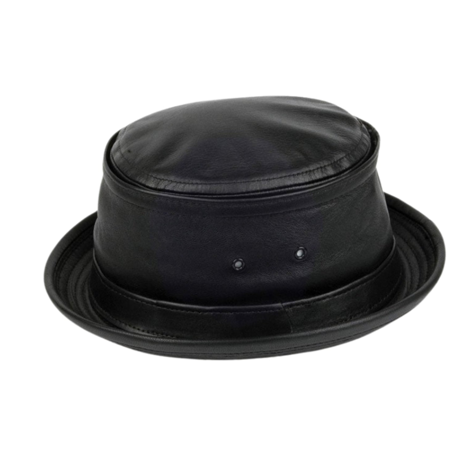 American Style Hat Co. Leather Bucket Hat Black front view