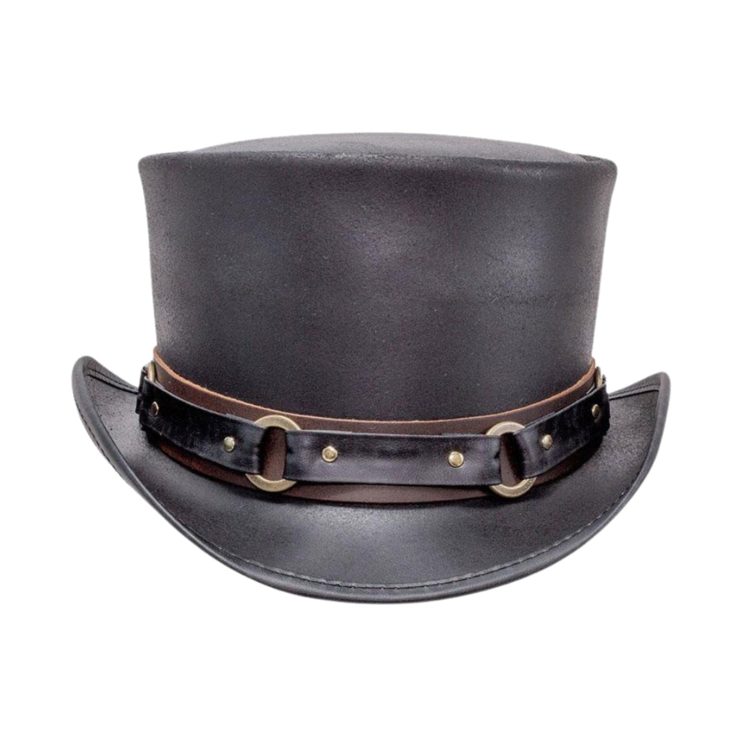 Voodoo Hat Band Black Leather Top Hat side view