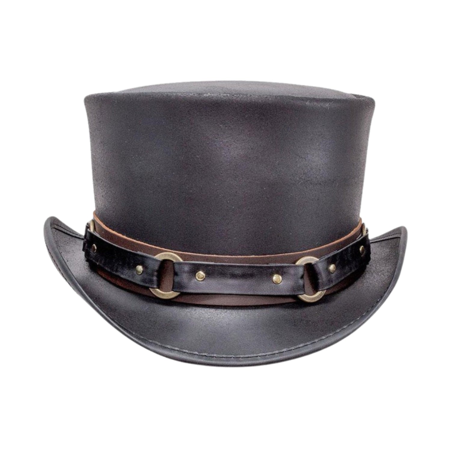 Voodoo Hat Band Black Leather Top Hat side view