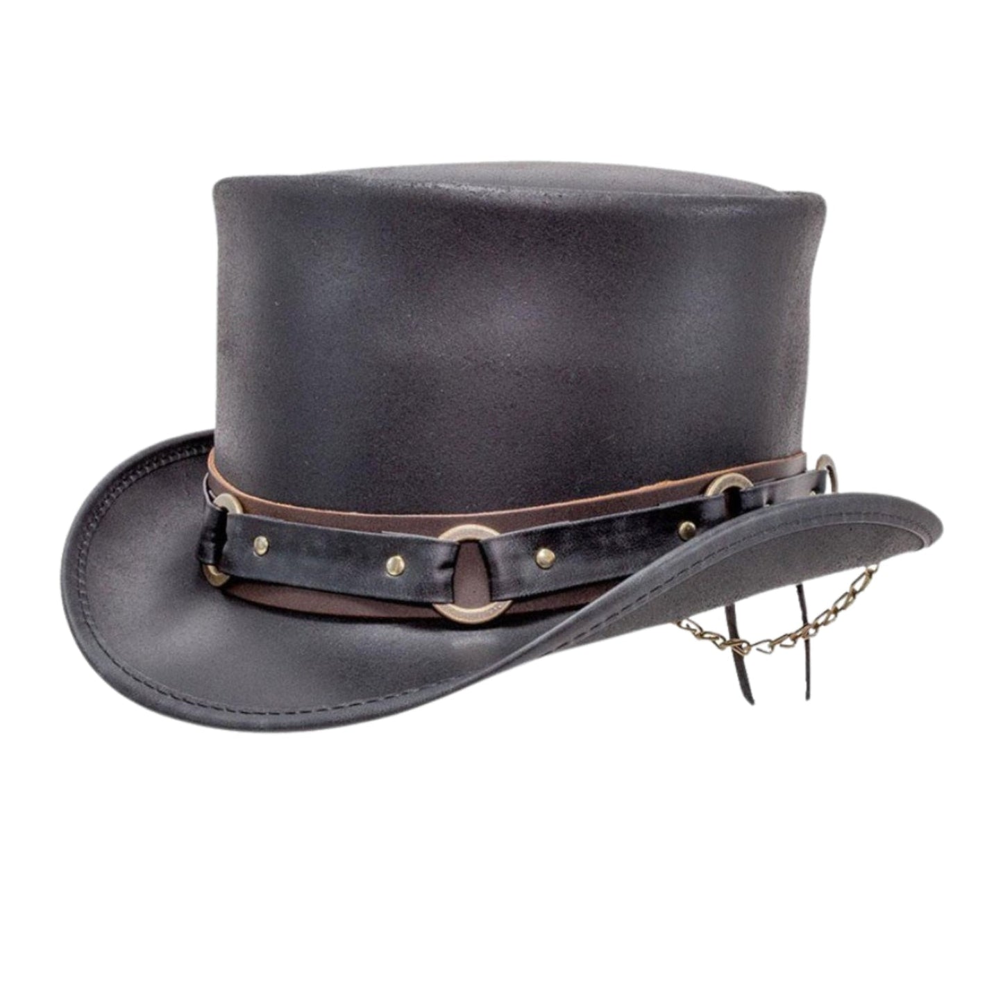 Voodoo Hat Band Black Leather Top Hat front view