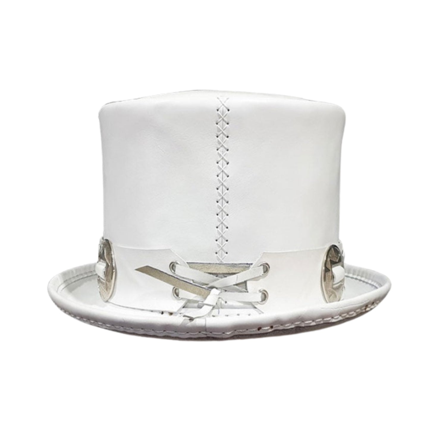 Slash Musician Band White Leather Top Hat side view