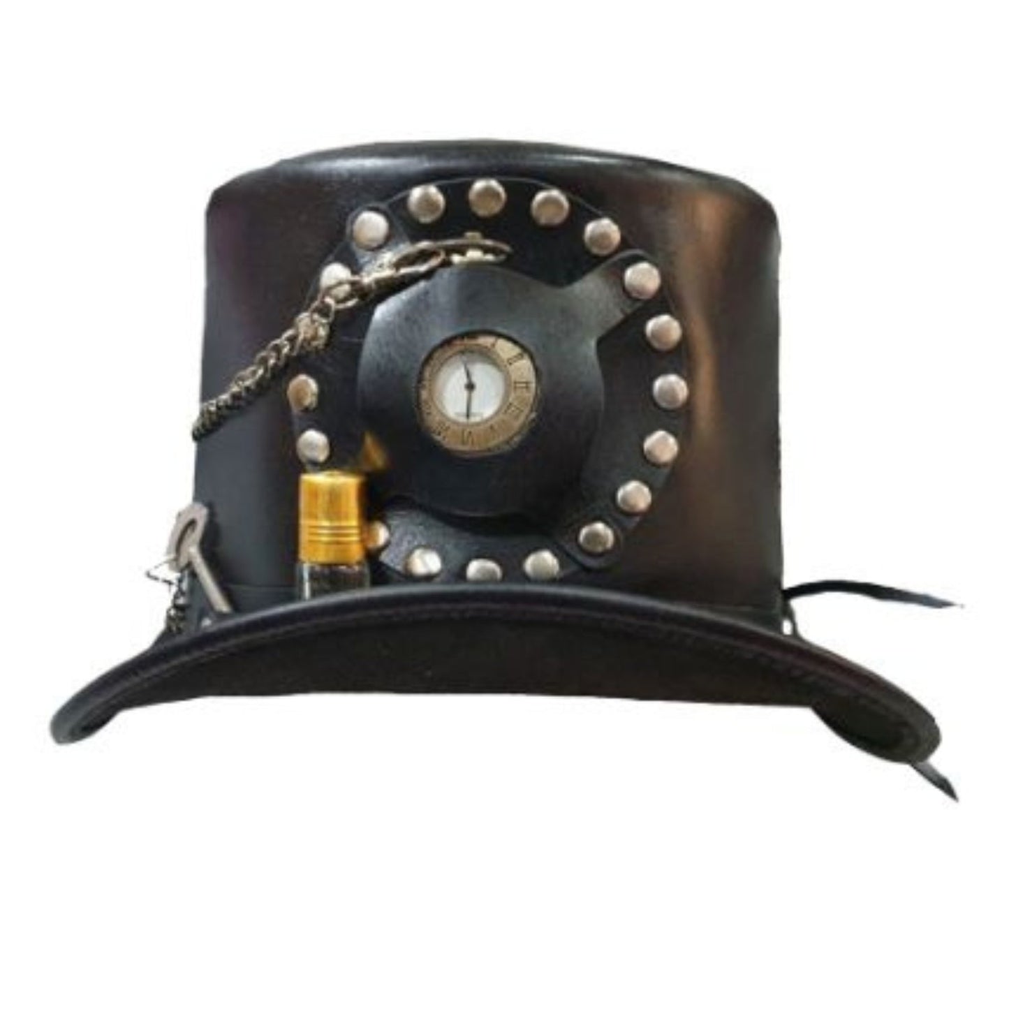 Steampunk Mad Hatter Hat with Time Port side view