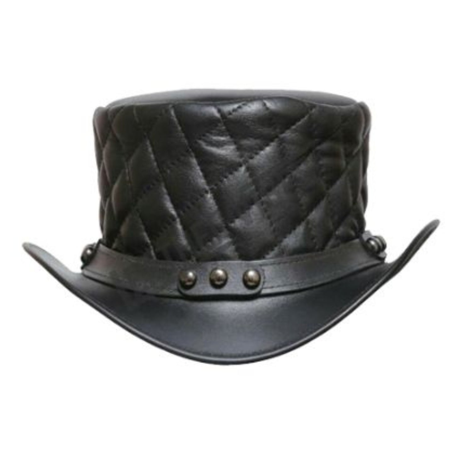 Steampunk Leather Top Hat front view