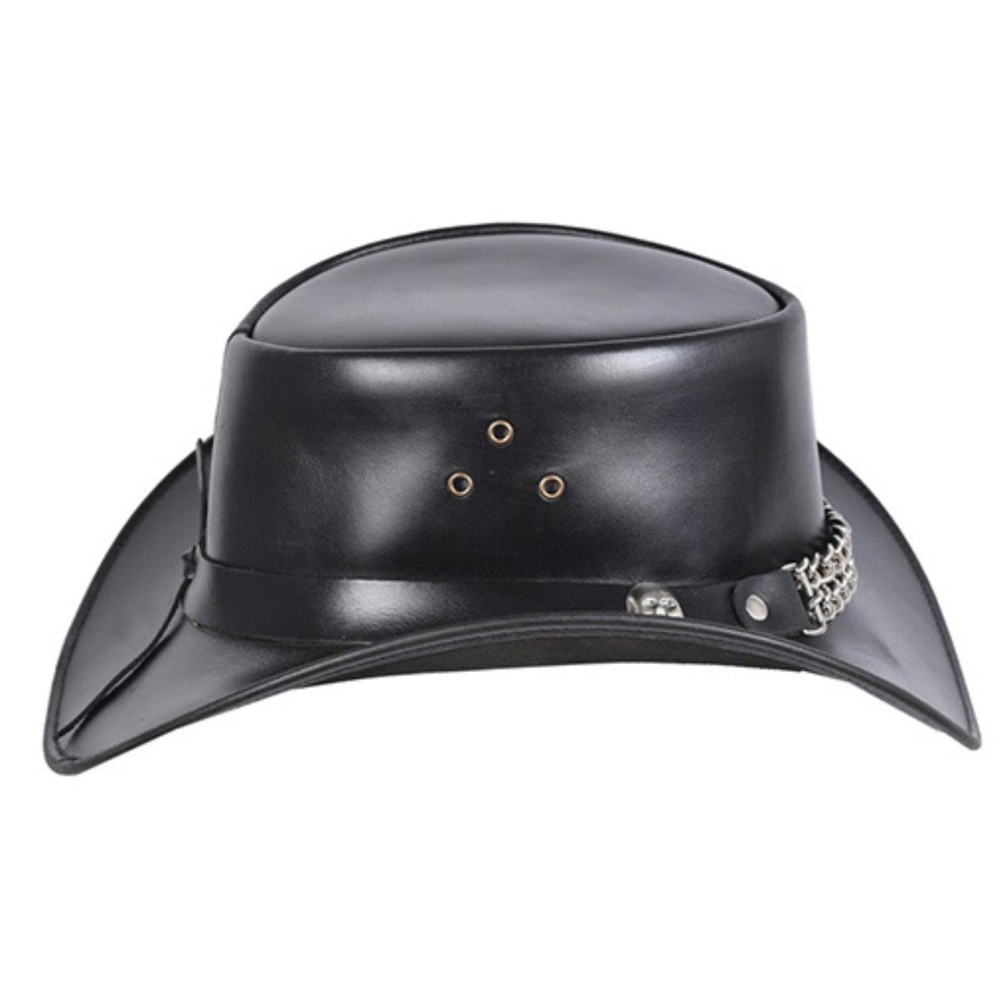 Mens Gambler Cowboy Hat with Metal Chain side view