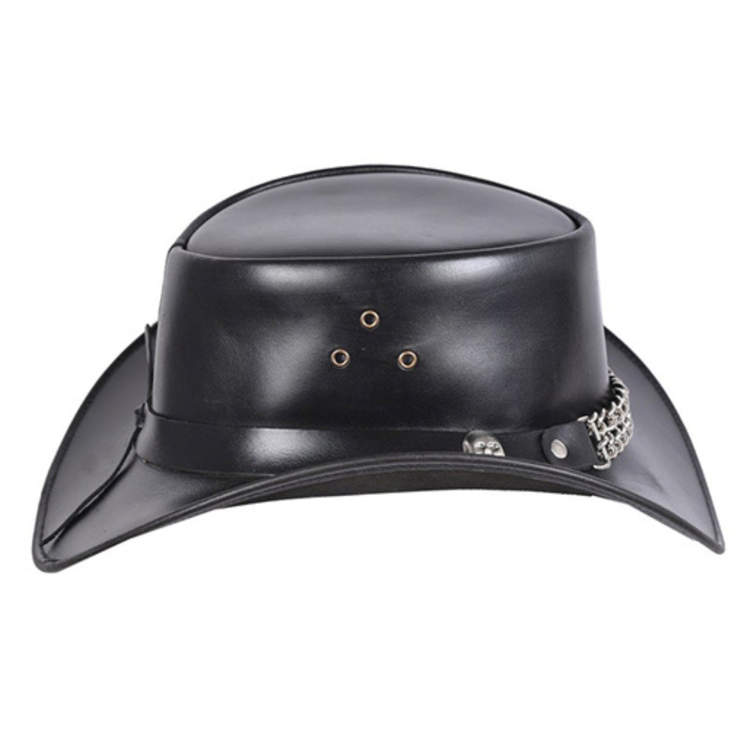 Mens Gambler Cowboy Hat with Metal Chain side view