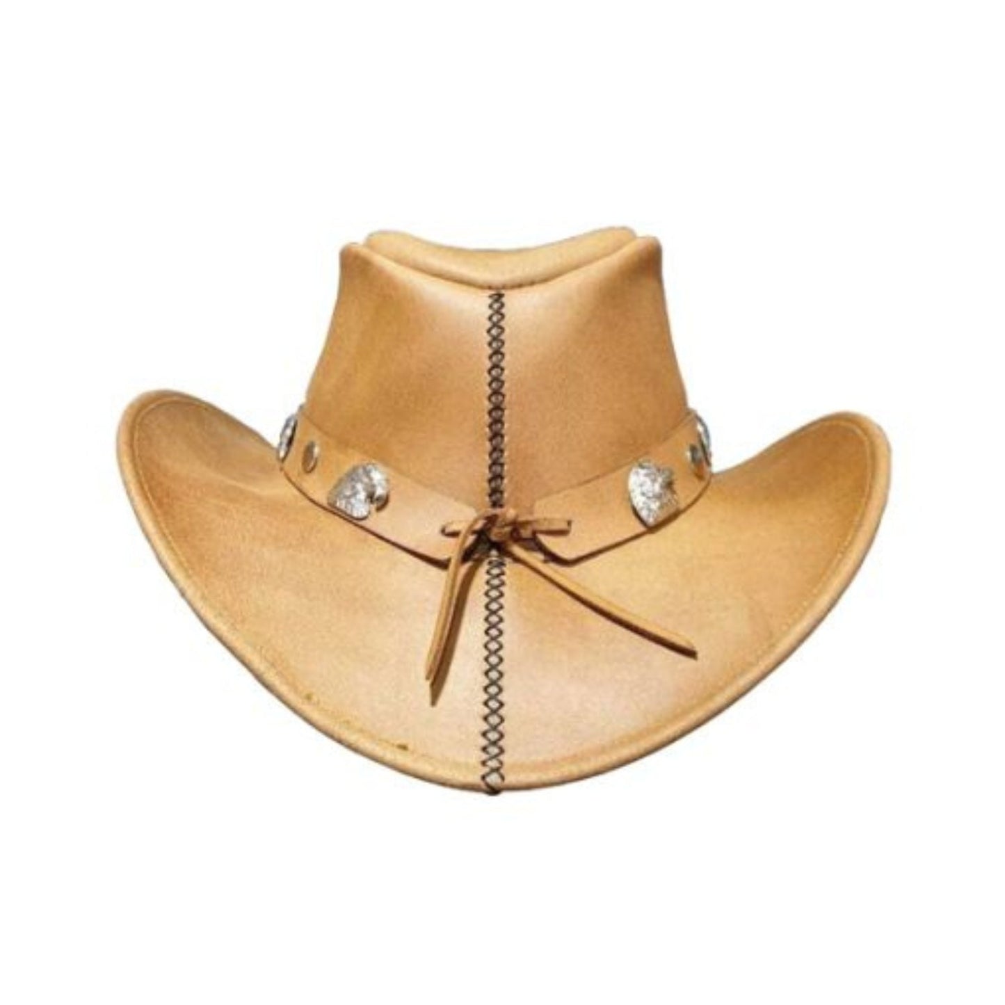 Leather Vintage Cowboy Hat With Eagle Concho Band back view