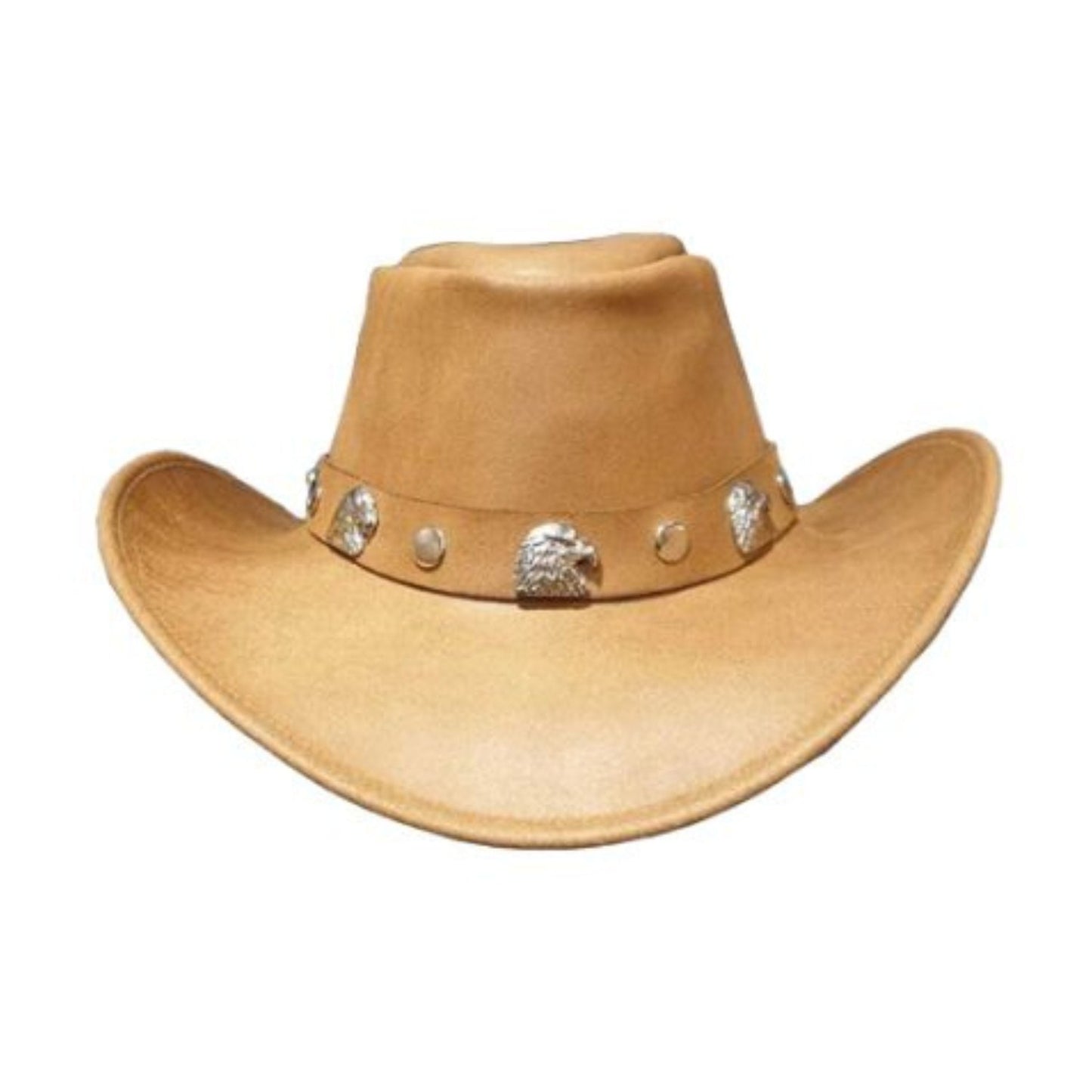 Leather Vintage Cowboy Hat With Eagle Concho Band side view