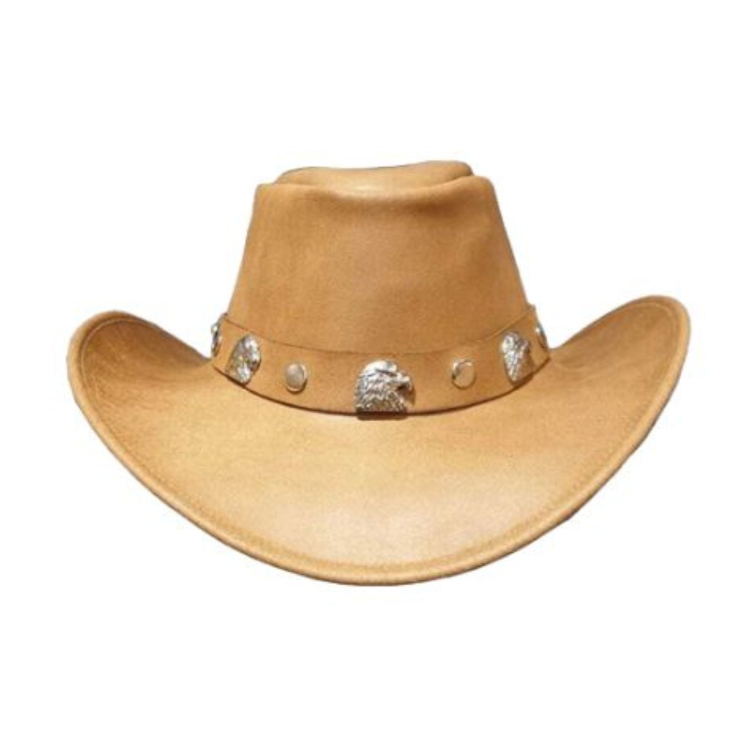 Leather Vintage Cowboy Hat With Eagle Concho Band side view