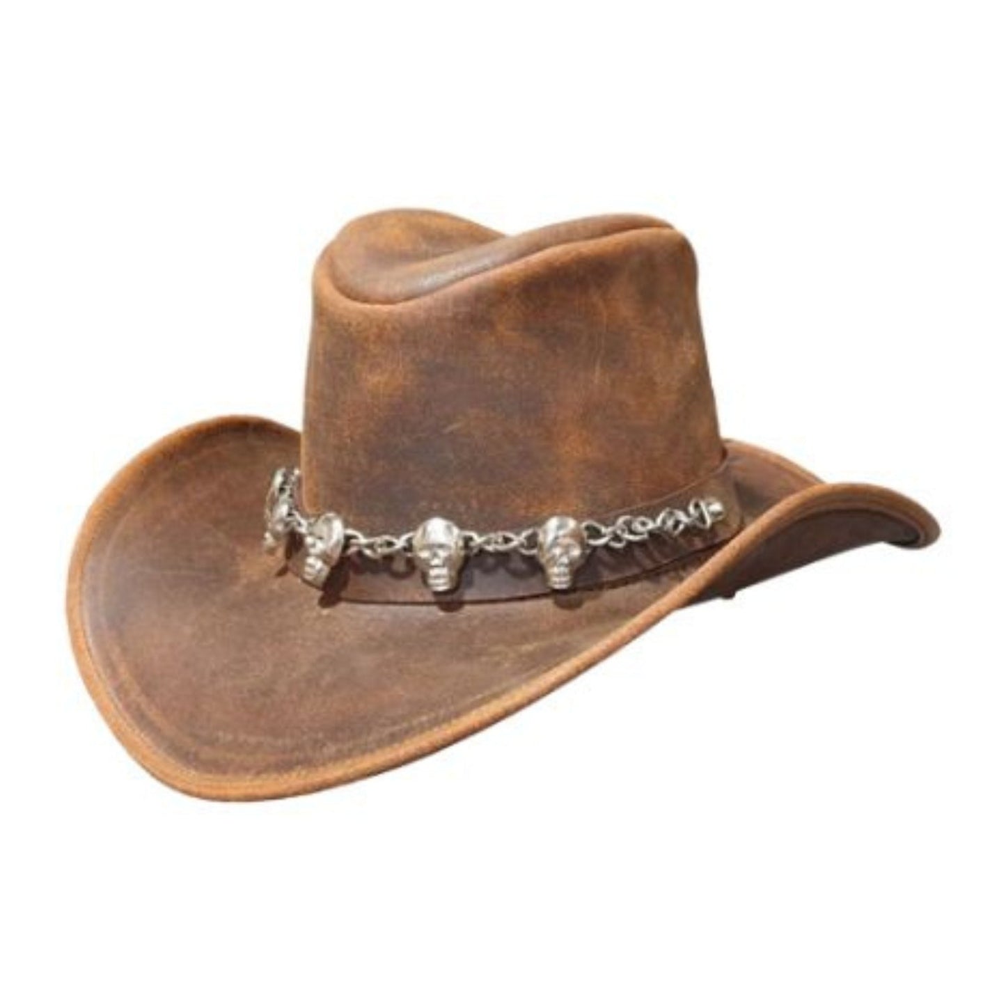 Leather Skull Cowboy Hat front view