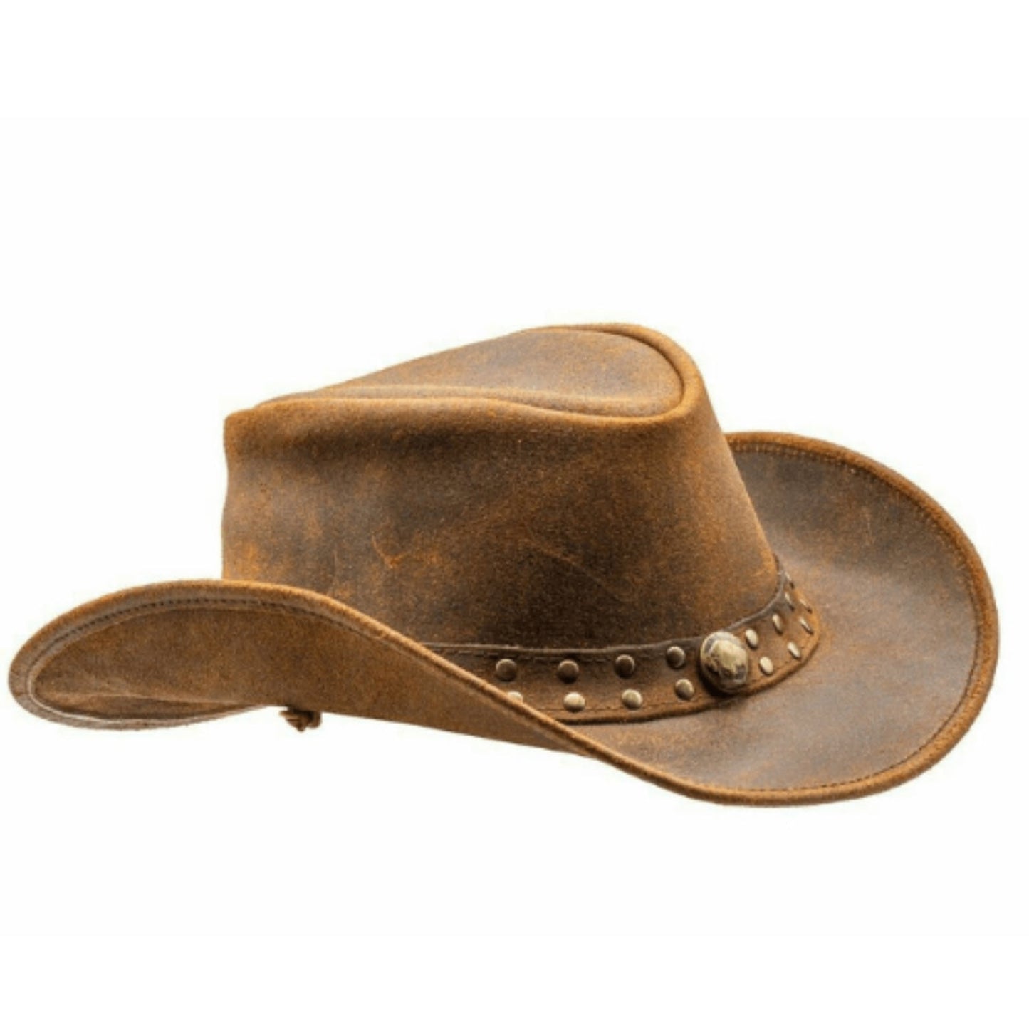 Genuine Leather Brown Cowboy Western Hat front view