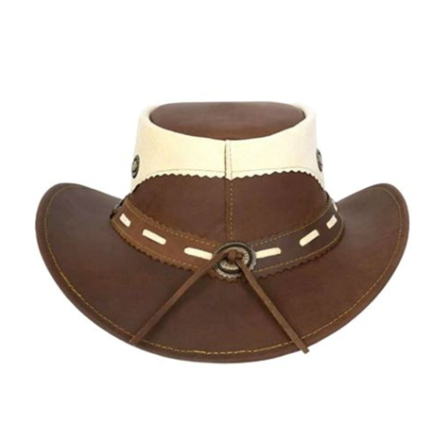 Brown and White Cowboy Hat front view