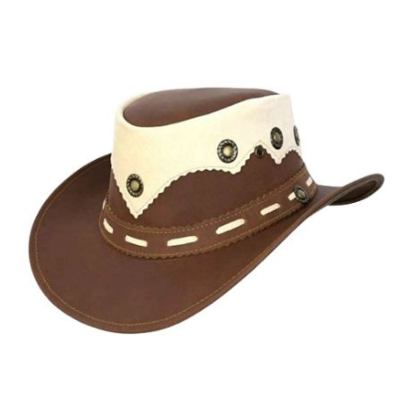 Brown and White Cowboy Hat back view