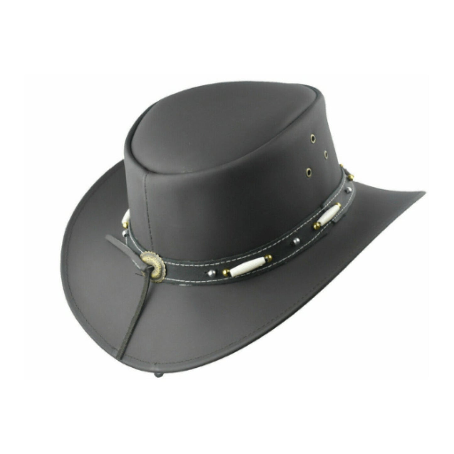 Black Australian Bush Hat Aussie Style Rain Proof side view