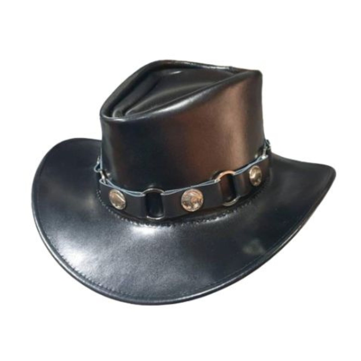 Black Leather Cowboy Hat back view