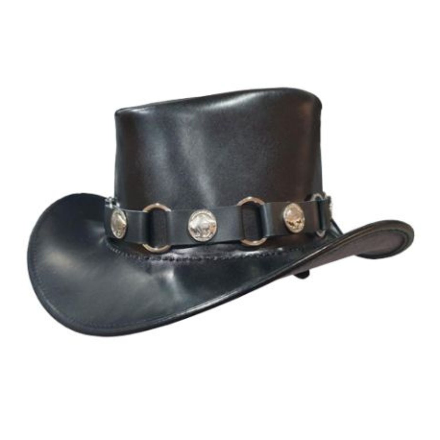 Black Leather Cowboy Hat side view
