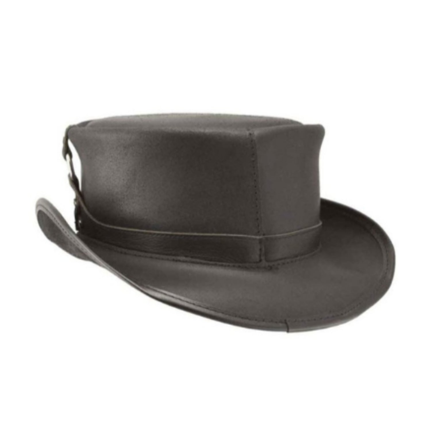 Black Stylish Hat with Buckle and Ring side view