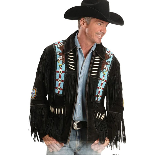 Fringed Suede Leather Jacket- Big Tall