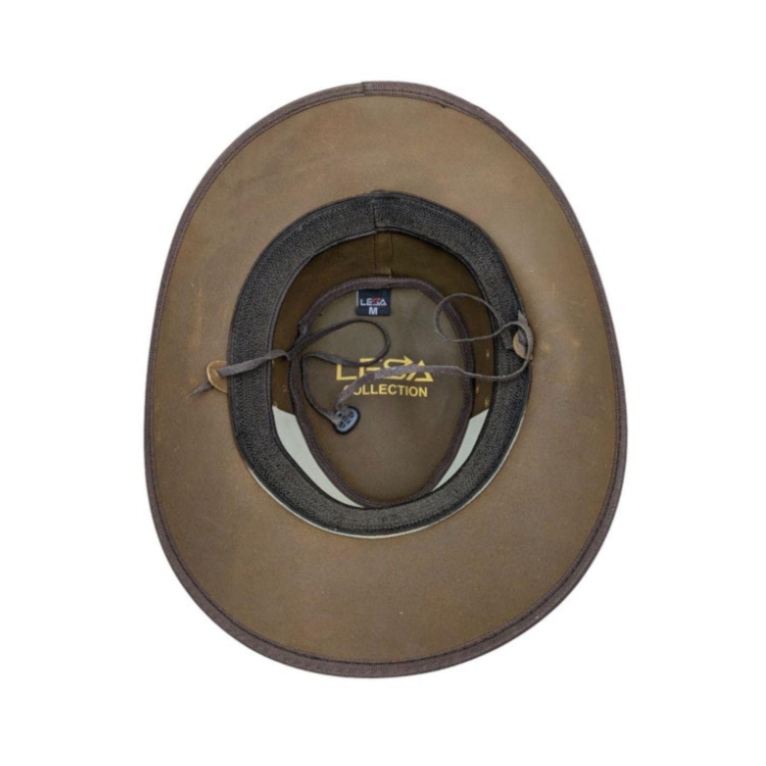 Genuine Leather Distressed Brown Bush Cowboy Hat Men Women outfit Australian Western Style Braided band side view