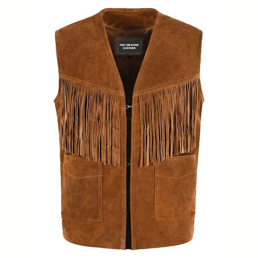1879 Vintage Suede Fringe Leather Vest