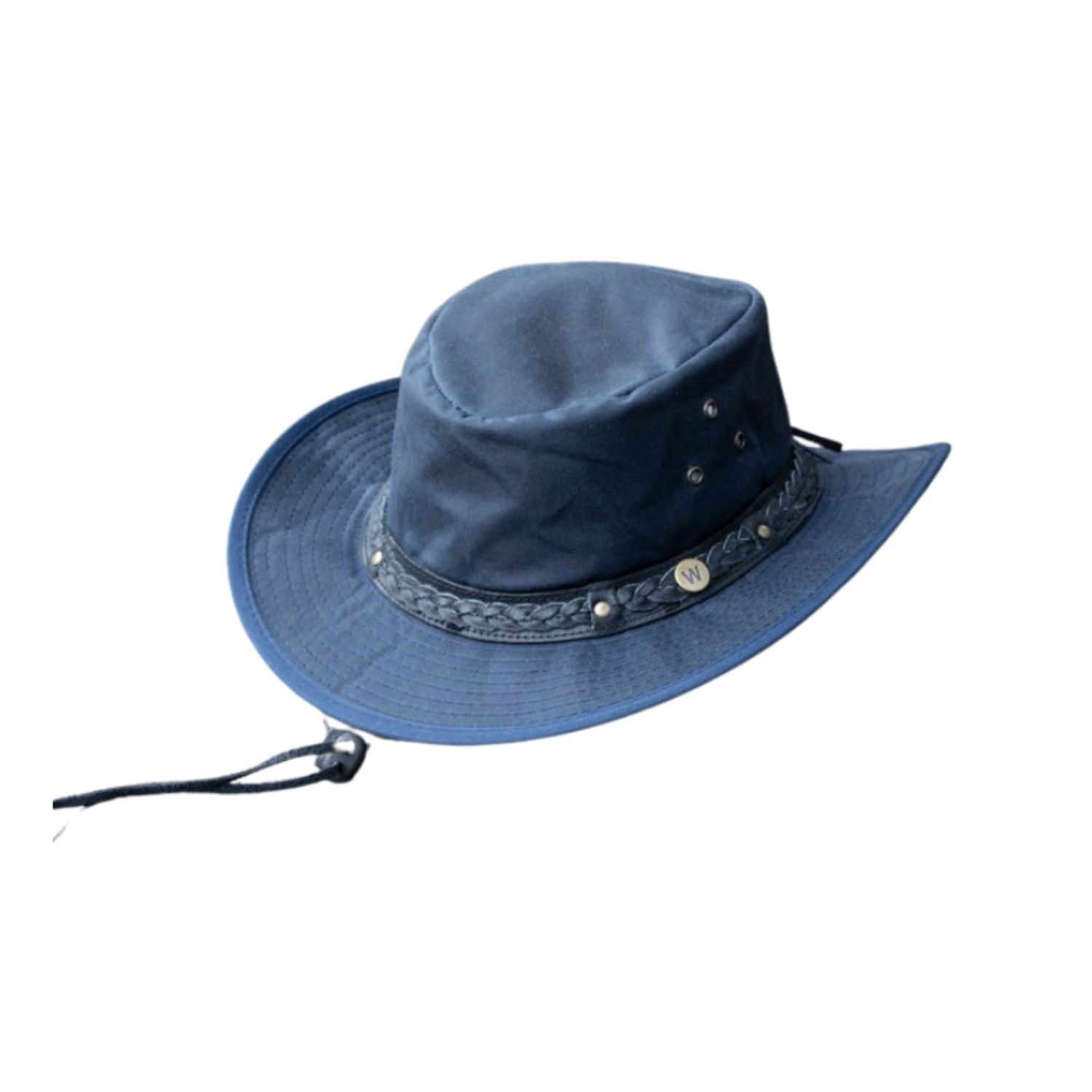 Wombat Waxed Cotton Hat The Wilderness Men's Womans Unisex Walking Trekking Hats Gift Mens Woman's Waterproof Bush Hats Navy side view