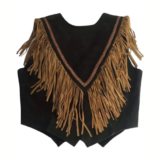 Handmade Western Suede Leather Fringe Vest