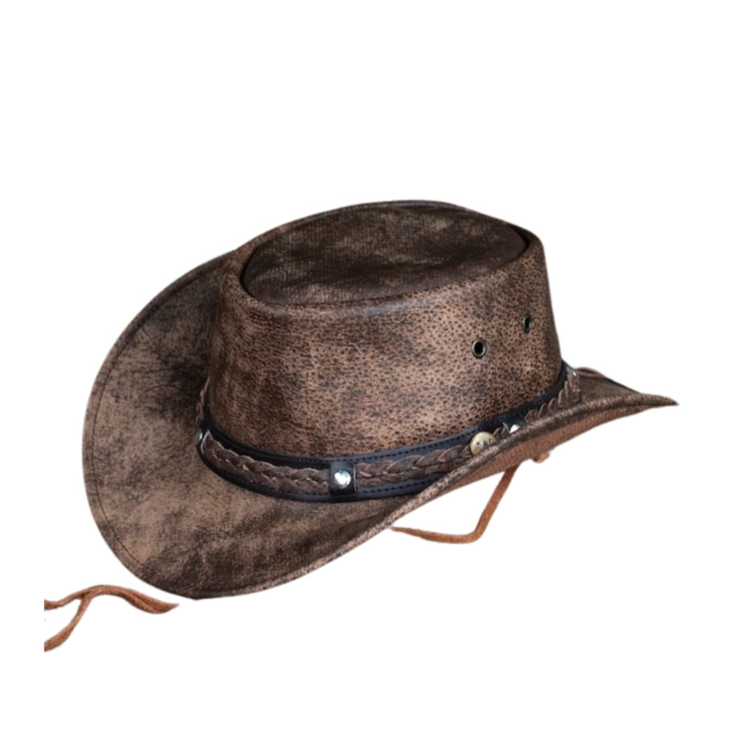 Wombat Foldable Leather Hat The Wilds Full Grain Leathers Men's Woman's Unixex Cowboy Hats front view