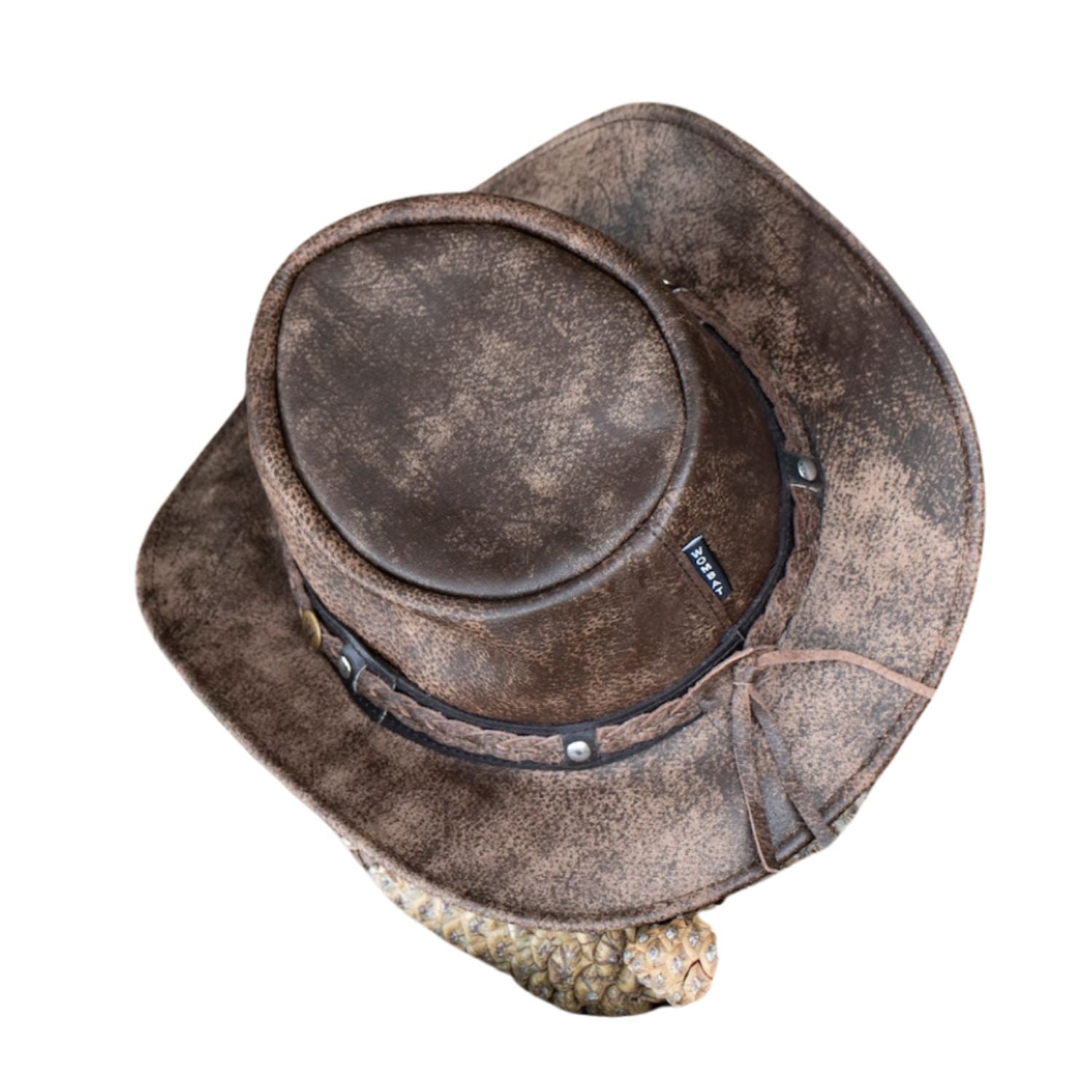Wombat Foldable Leather Hat The Wilds Full Grain Leathers Men's Woman's Unixex Cowboy Hats side view
