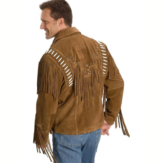 Western Style Cow Suede Fringe Leather Jacket