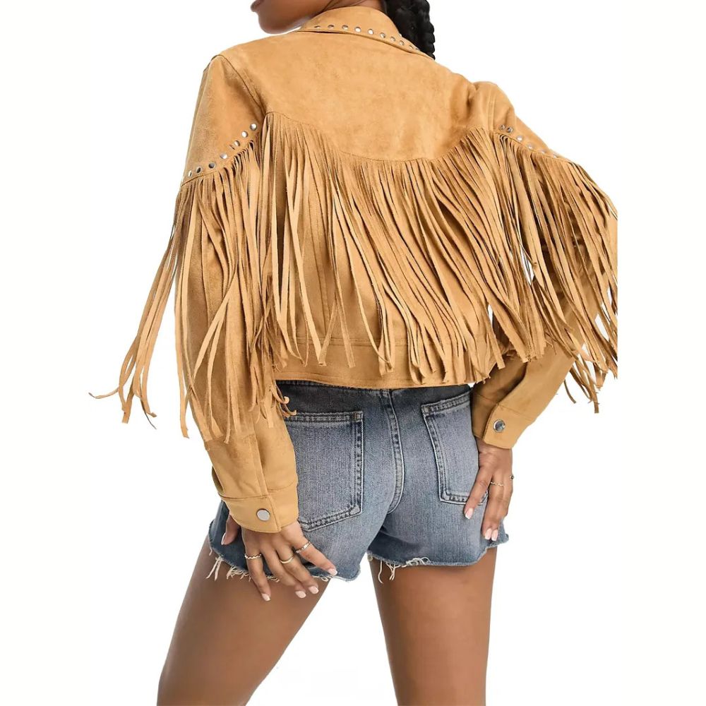 Western Suedette fringe embroidered jacket