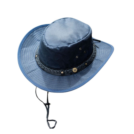 Wombat Waxed Cotton Hat shown from the front, highlighting the crown and brim shape