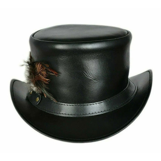 Women Marlow Leather Coachman Feather Accent Deadman Leather Hat