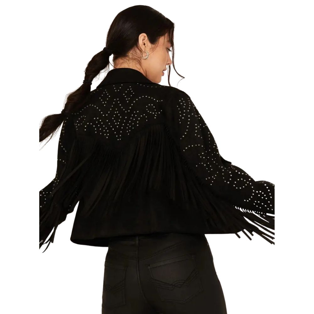 Women’s Blair Fringe and Studded Suede Snap Jacket