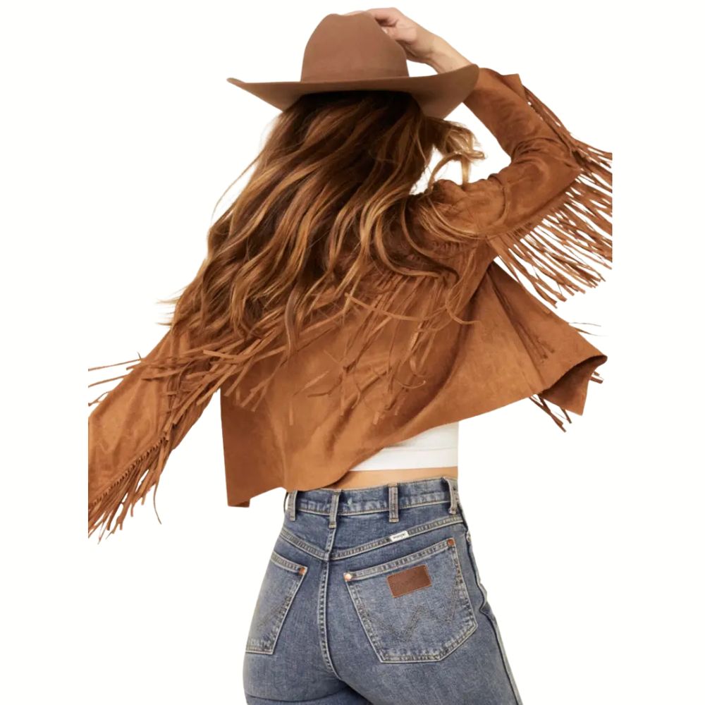 Women’s Suede Leather Western Fringe Jacket