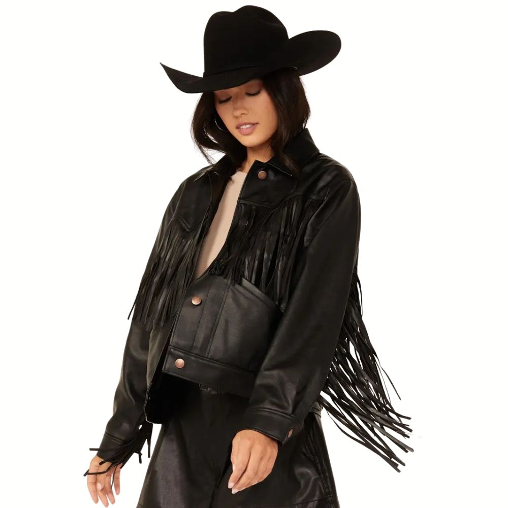 Women’s Wild Oversized Leather Fringe Jacket